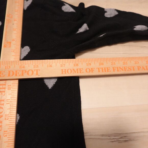 M Magaschoni Women M Sweater Black Gray Heart Print Pullover Stretch Knit - Picture 6 of 7